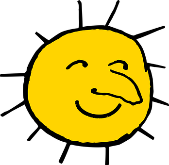 Smiling Sun Cartoon Graphic PNG Image