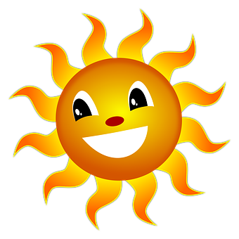 Smiling Sun Cartoon Graphic PNG Image