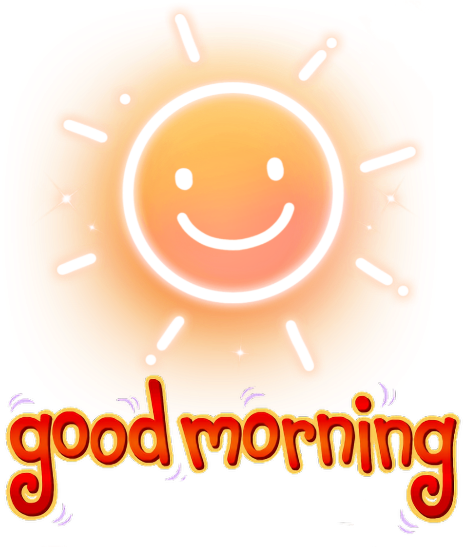 Smiling Sun Good Morning Greeting PNG Image