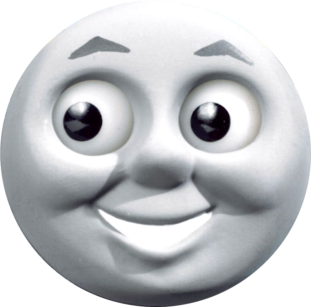 Smiling Train Face Gray Scale PNG Image