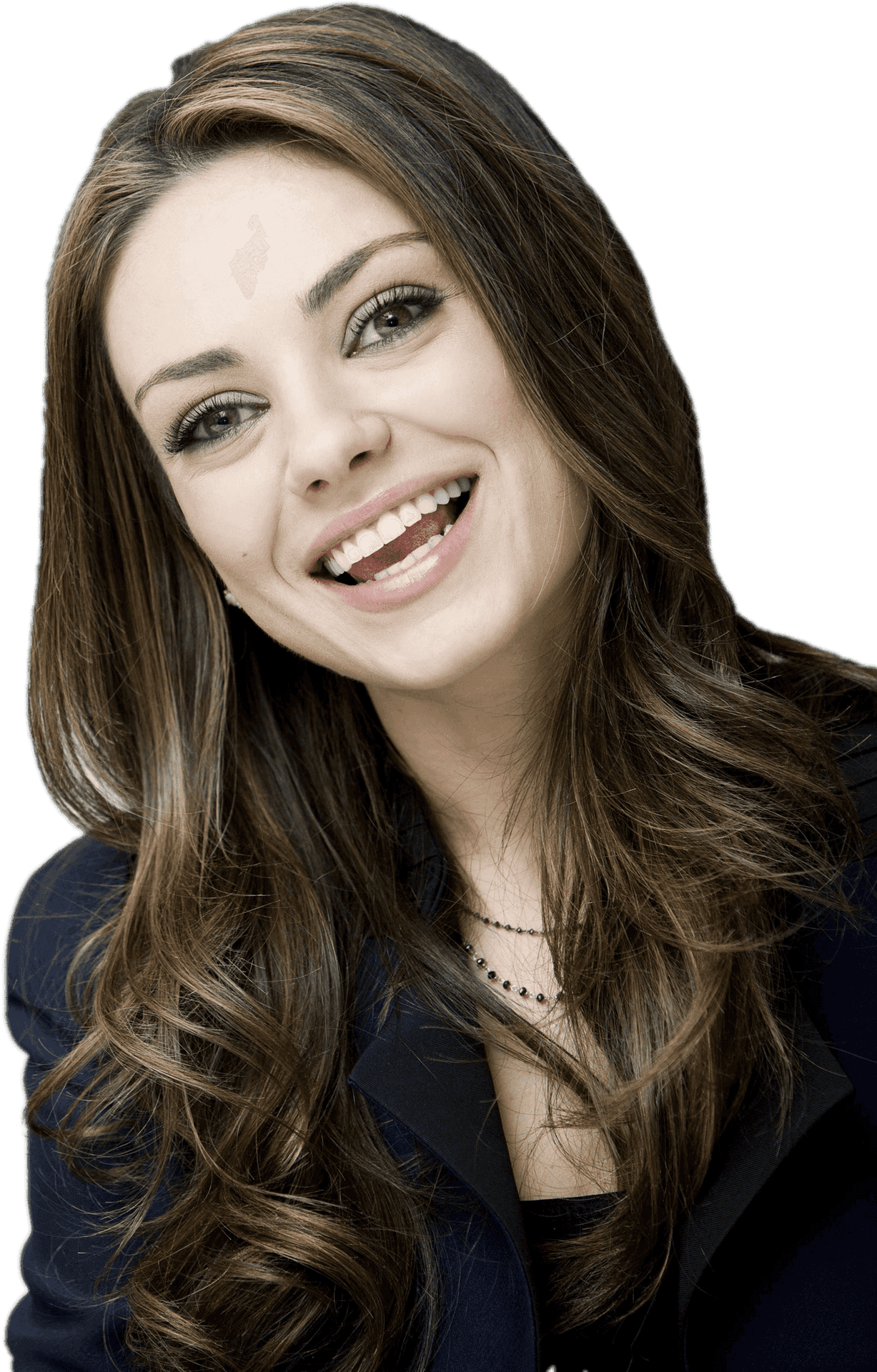 Smiling Woman Blue Blazer PNG Image