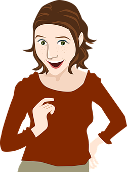 Smiling Woman Cartoon Portrait PNG Image