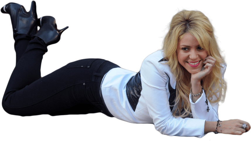 Smiling Woman Lying Down Boots Up.png PNG Image