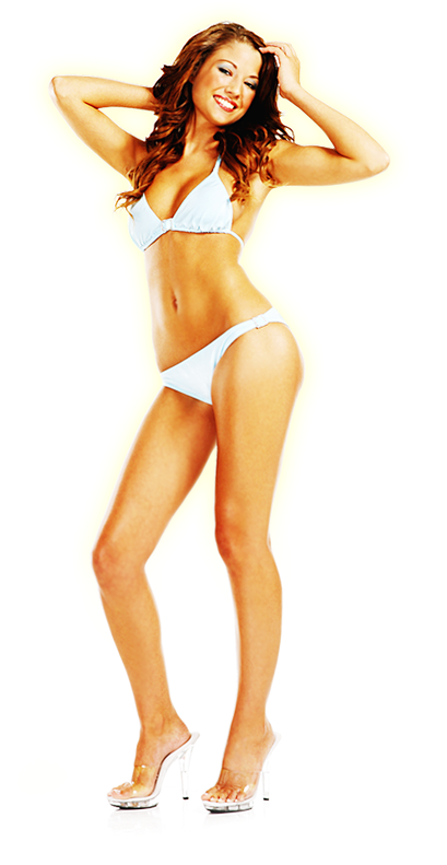 Smiling Womanin White Bikini PNG Image