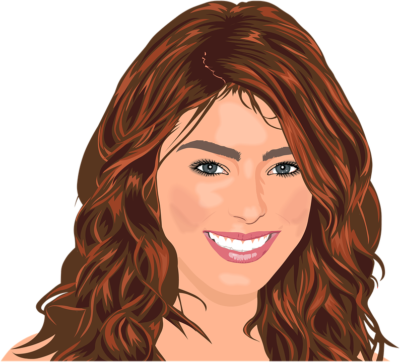 Smiling Womanwith Auburn Hair Vector Illustration PNG Image