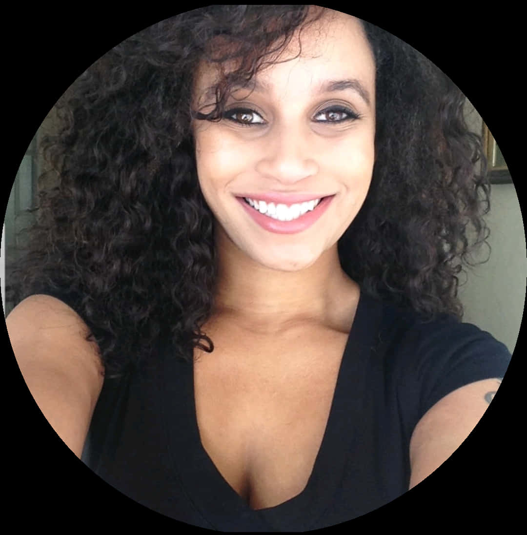 Smiling Womanwith Curly Hair PNG Image