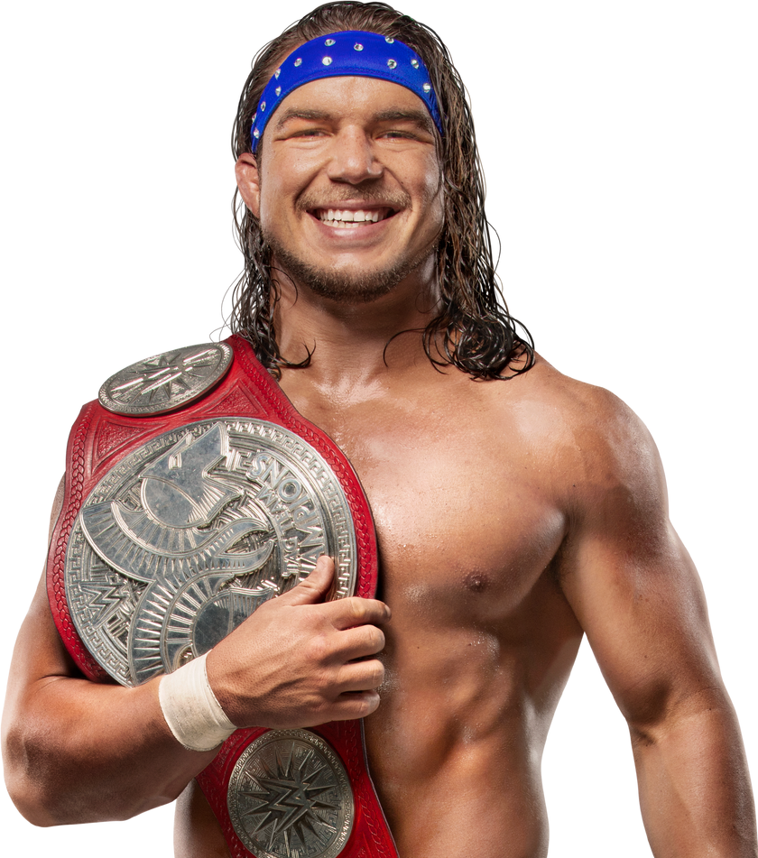 Smiling Wrestlerwith Championship Belt PNG Image