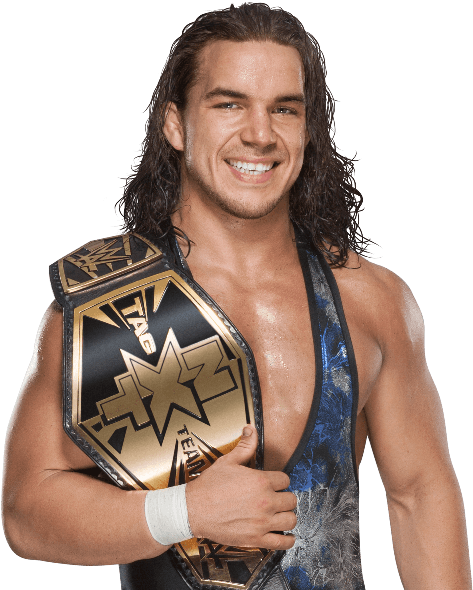 Smiling Wrestlerwith Championship Belt PNG Image