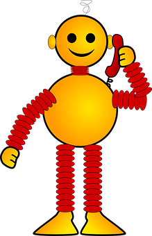 Smiling Yellow Robot Illustration PNG Image