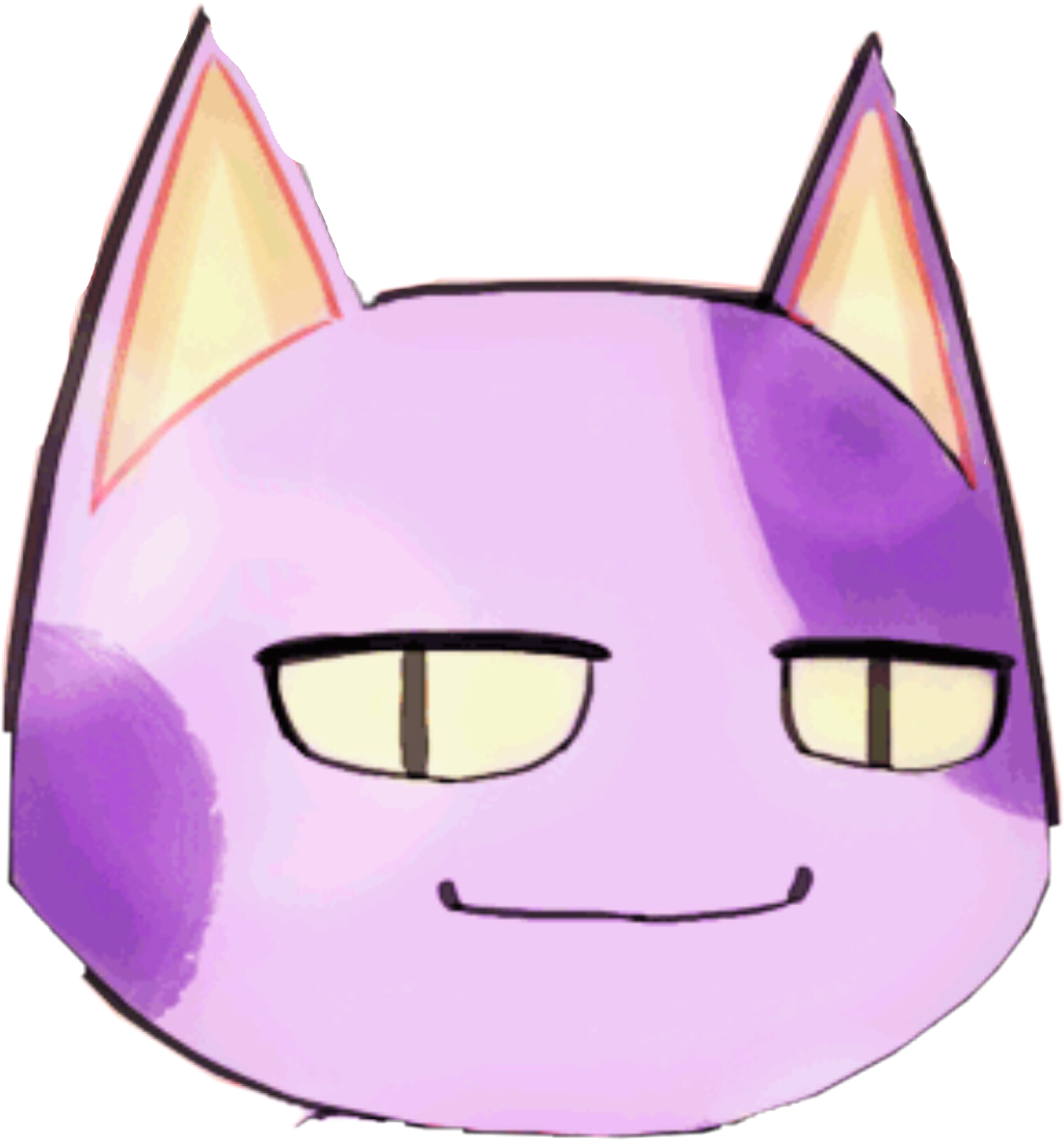 Smirking Purple Cat Cartoon PNG Image