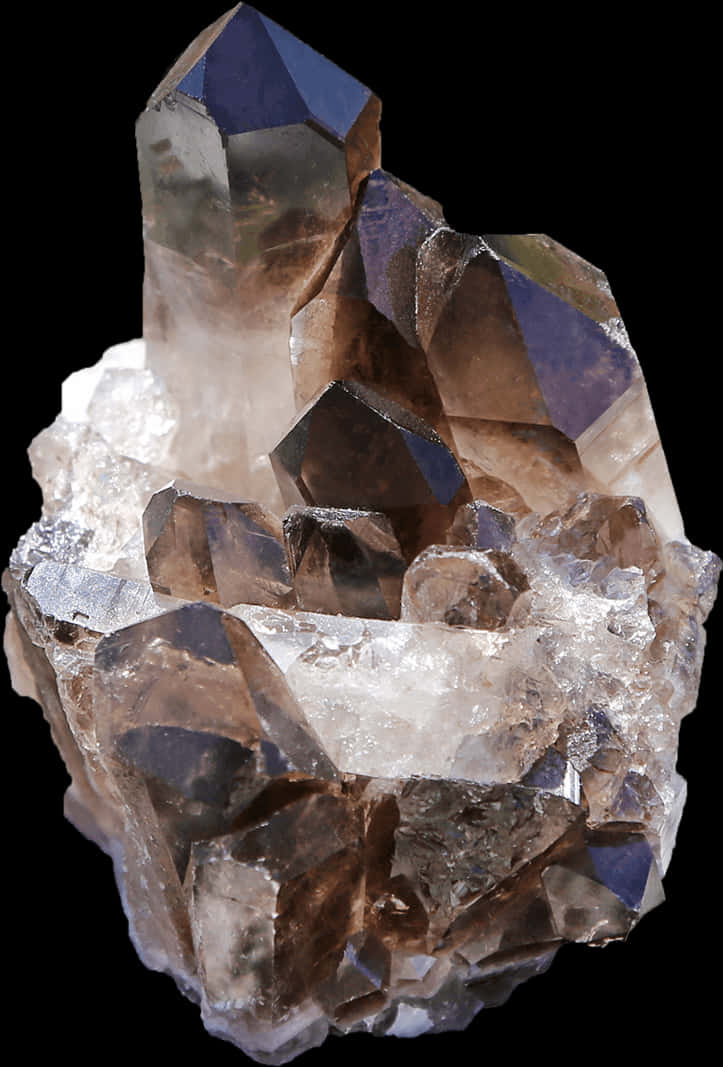 Smokey Quartz Crystal Cluster PNG Image