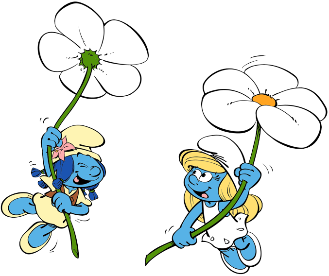 Smurfs Holding Flowers PNG Image