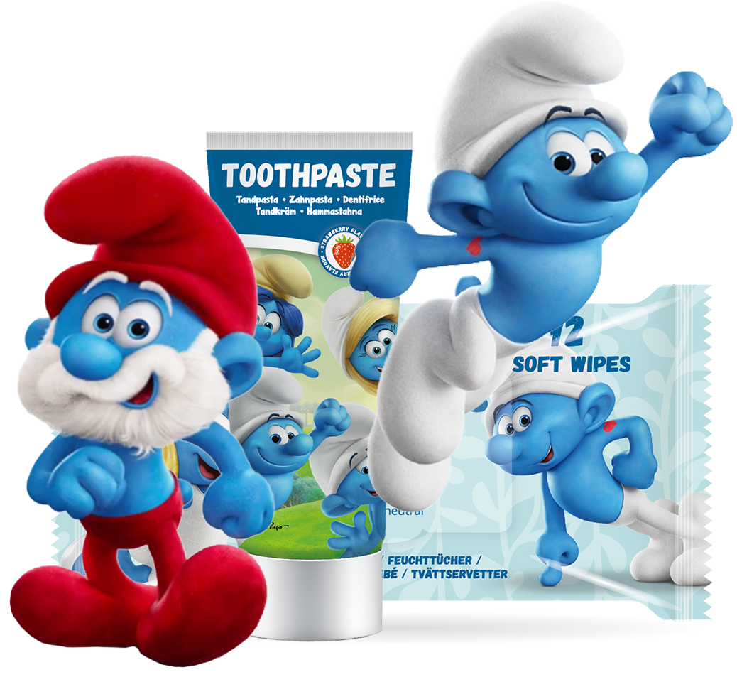 Smurfs Promoting Hygiene Products PNG Image