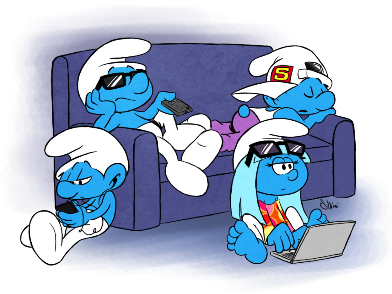 Smurfs Relaxingon Couch PNG Image