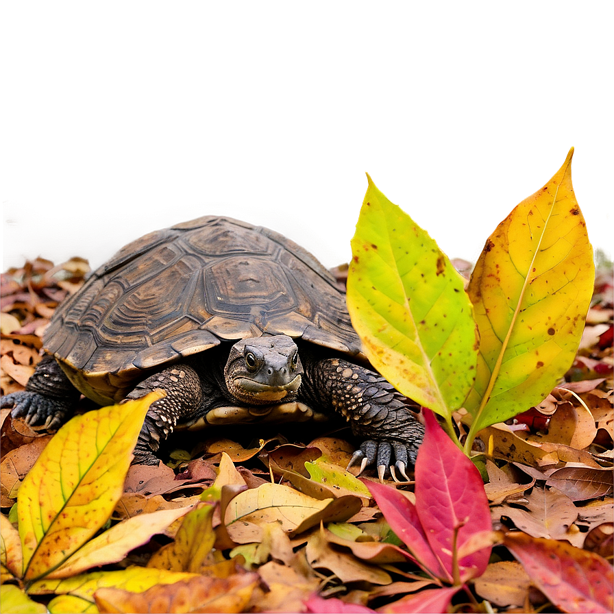 Snapping Turtle Camouflaged In Leaves Png 06252024 PNG Image