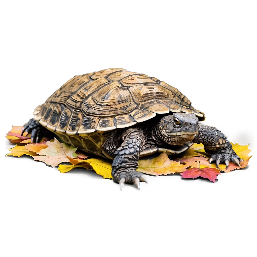 Snapping Turtle Camouflaged In Leaves Png Kqm PNG Image