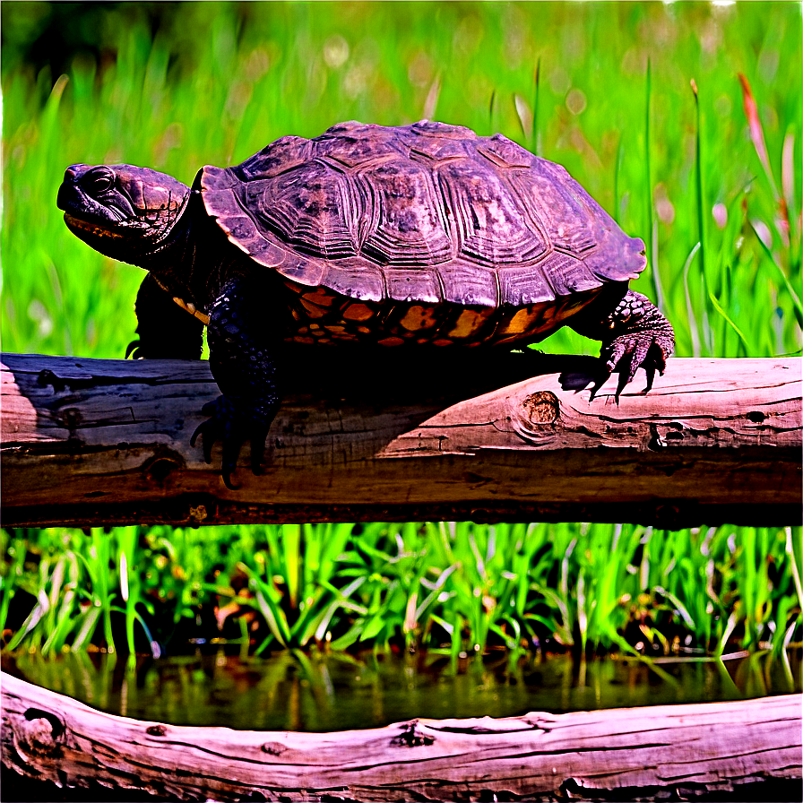 Snapping Turtle On Log Png Mec54 PNG Image