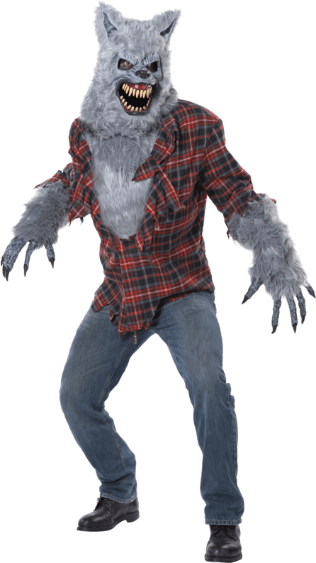 Snarling Werewolfin Plaid Shirt PNG Image