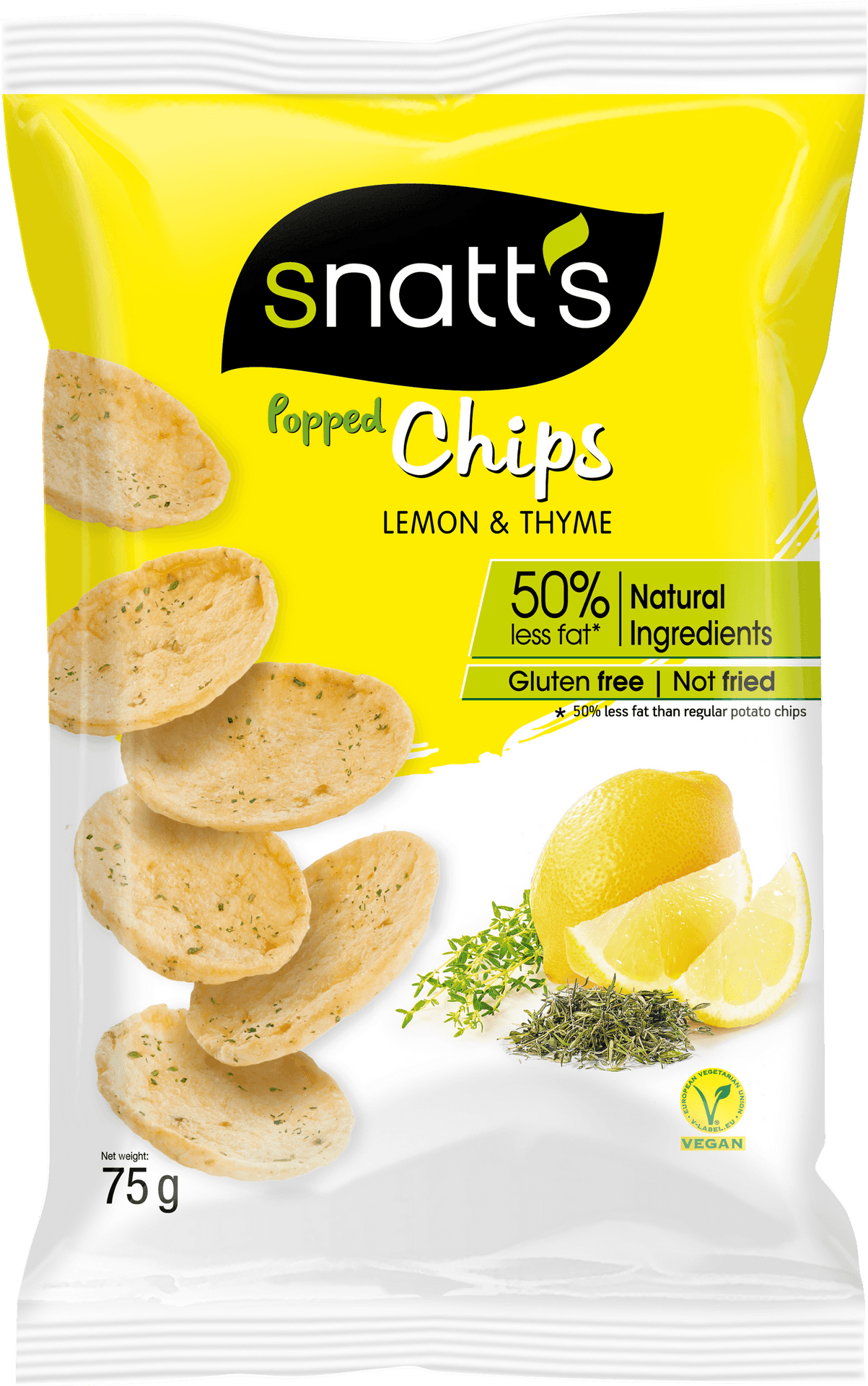 Snatts Popped Chips Lemon Thyme Packaging PNG Image