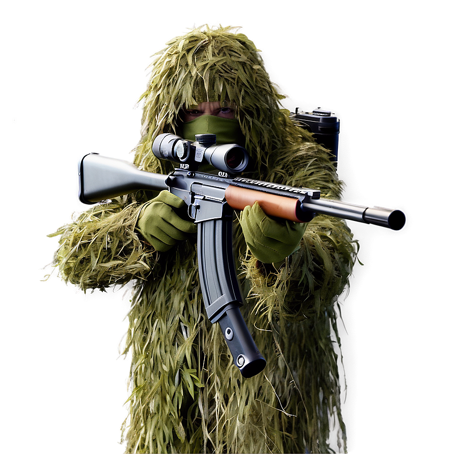 Sniper In Ghillie Suit Png Fem PNG Image