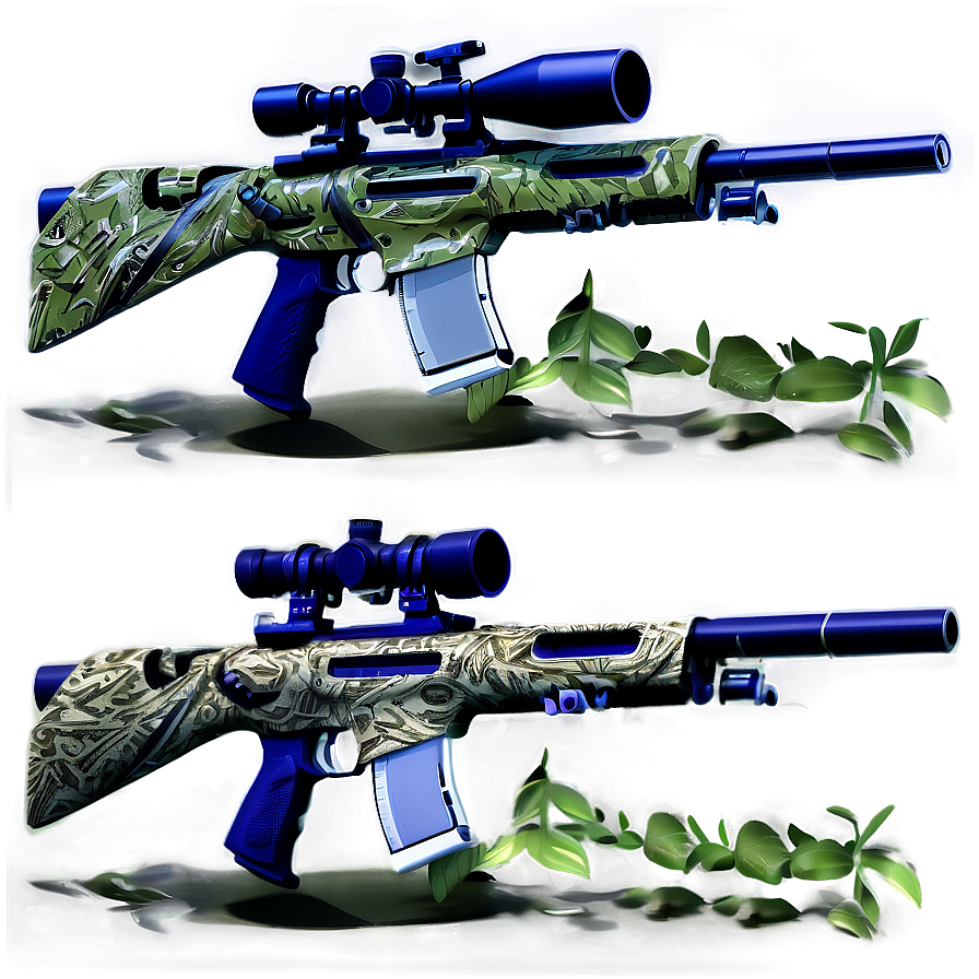 Sniper Rifle With Ghillie Wrap Png Qdn PNG Image