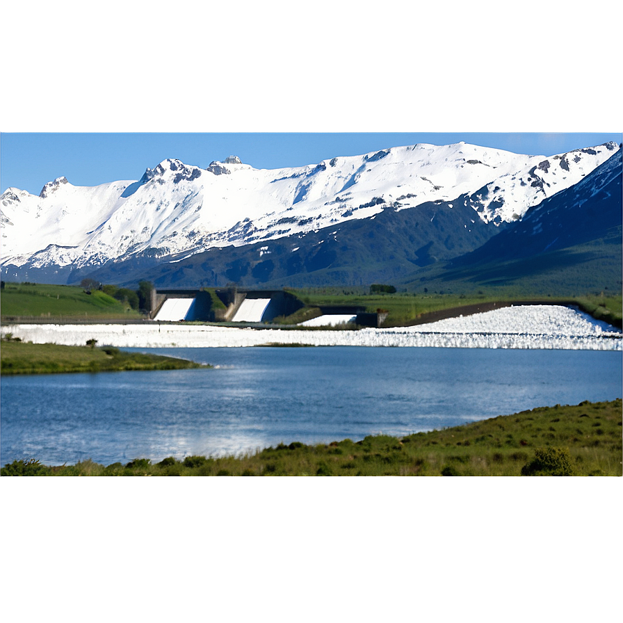 Snow-capped Mountains Behind Dam Png 06292024 PNG Image