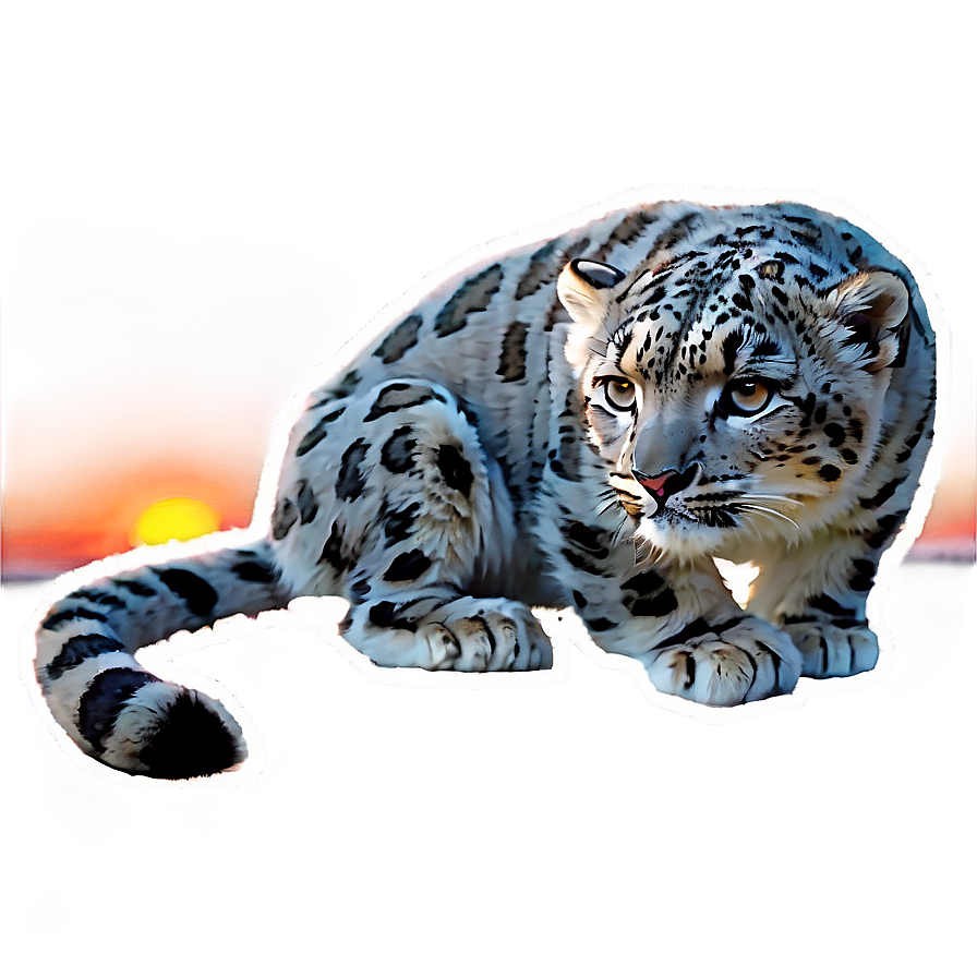 Snow Leopard During Sunset Png 06122024 PNG Image