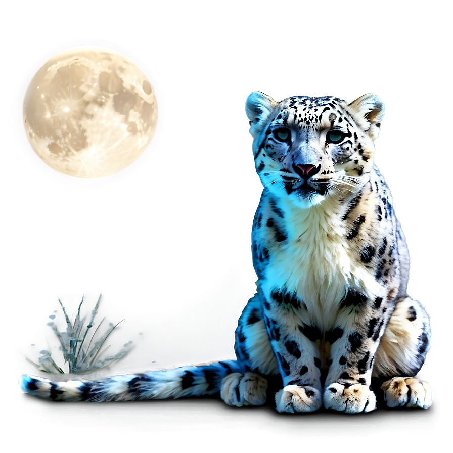 Snow Leopard In Moonlight Png Rqy44 PNG Image