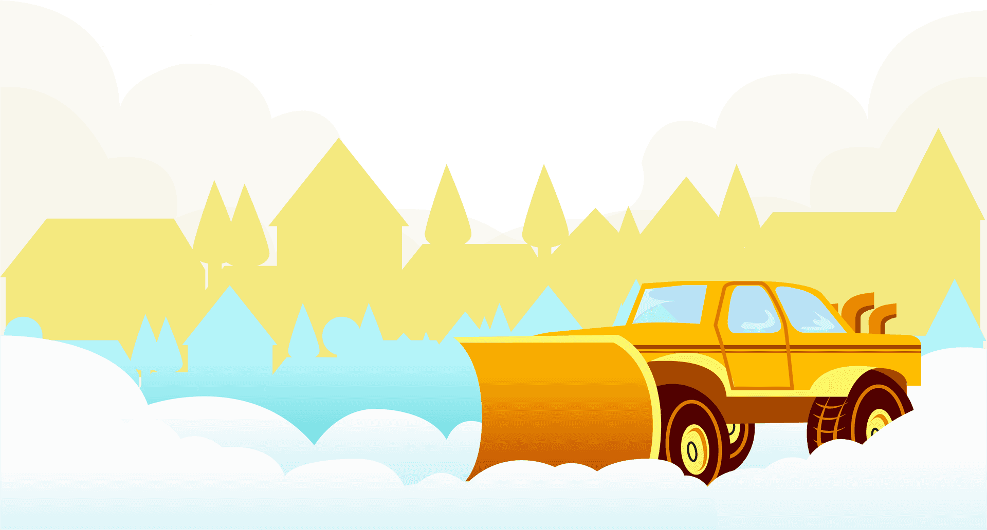 Snow Plow Truck Cartoon Illustration PNG Image