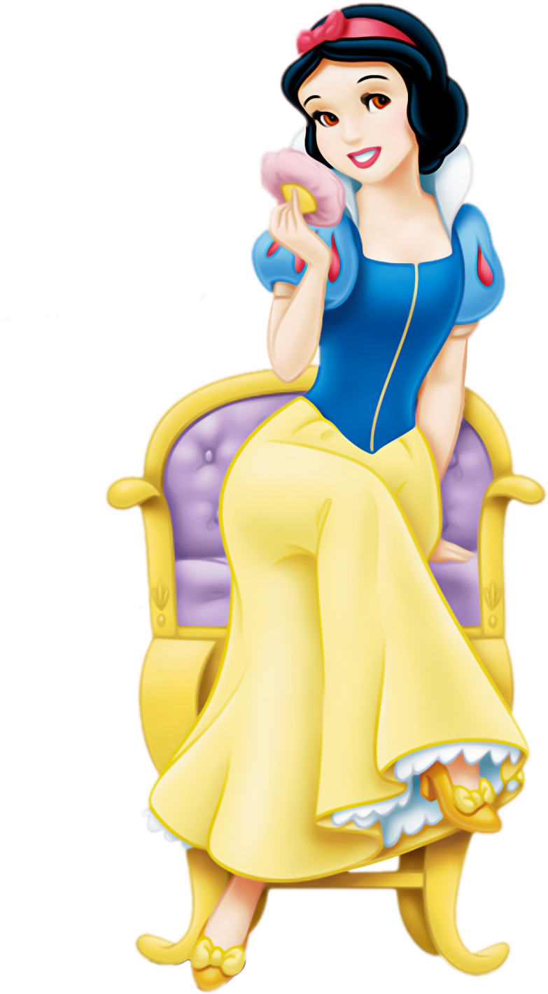 Snow White Seatedon Golden Chair PNG Image