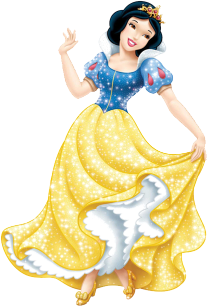 Snow White Waving Golden Dress PNG Image