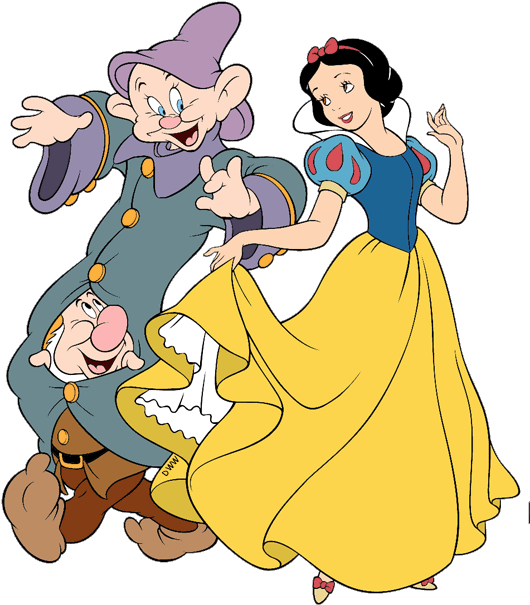 Snow White With Dwarfs Illustration PNG Image