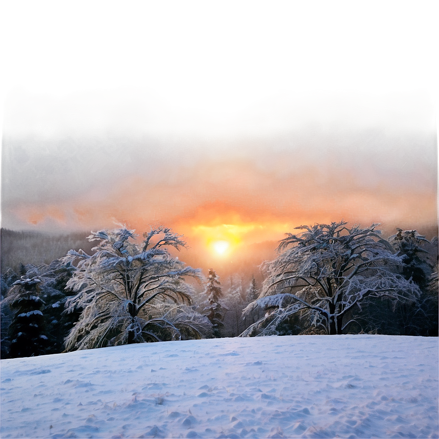 Snowfall At Sunrise Png 15 PNG Image