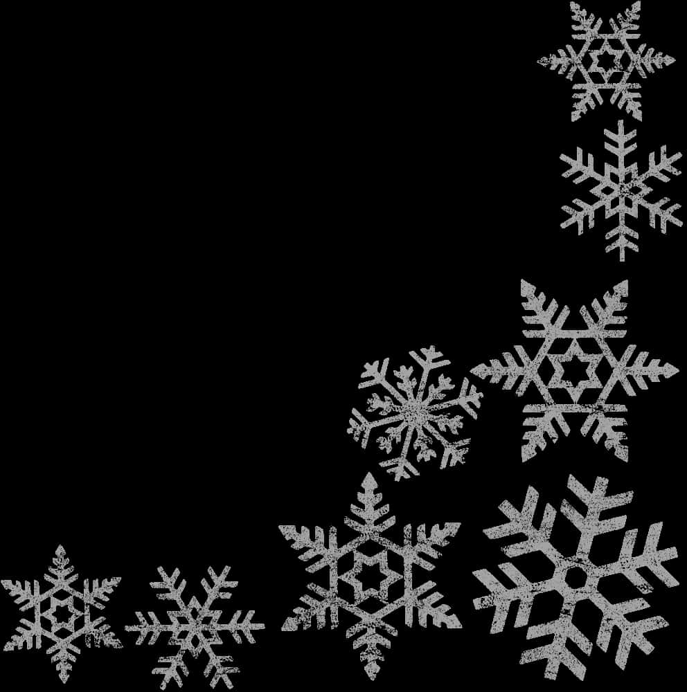 Snowflake Corner Border Design PNG Image