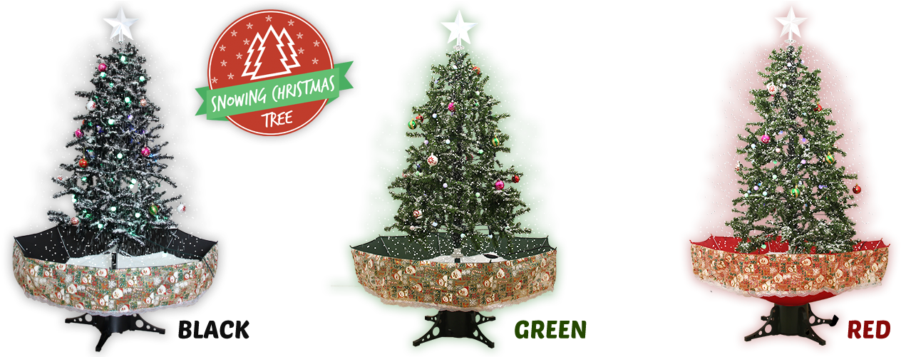 Snowing Christmas Trees Variety Colors PNG Image