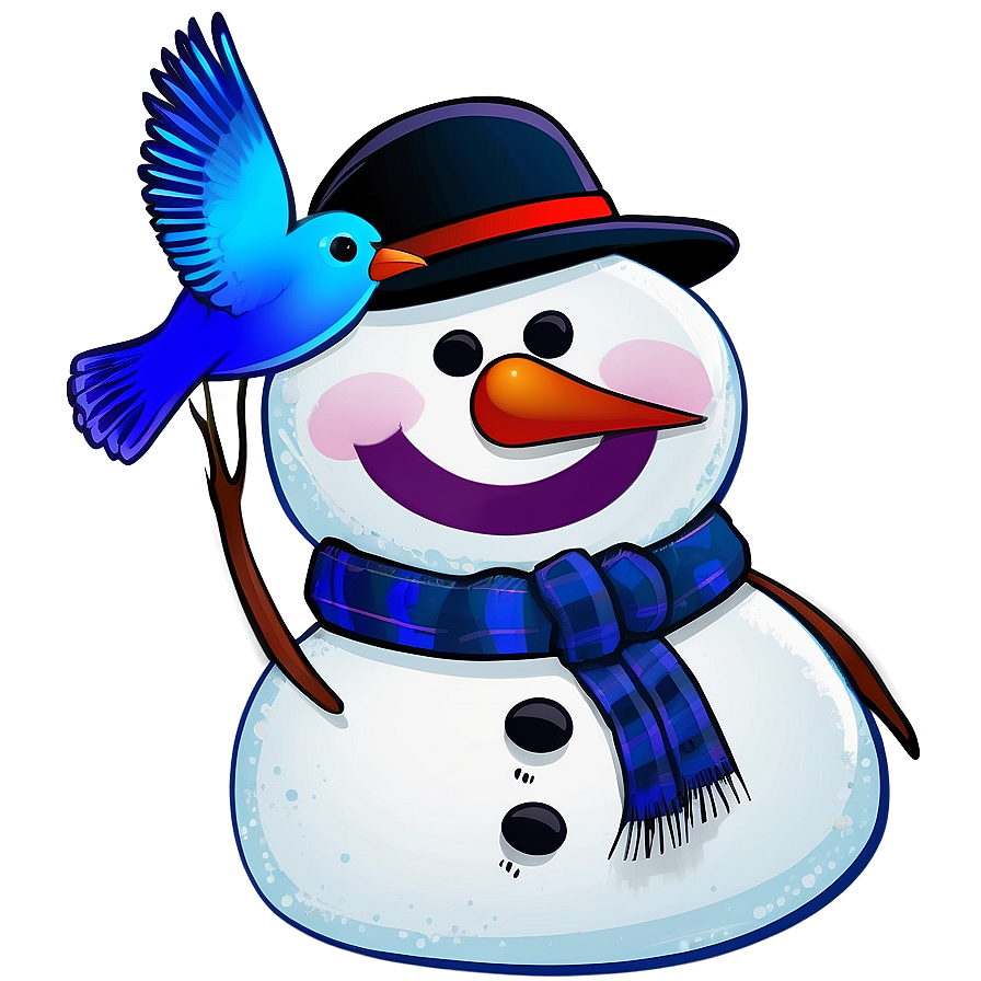 Snowman And Bird Friends Png Wme39 PNG Image