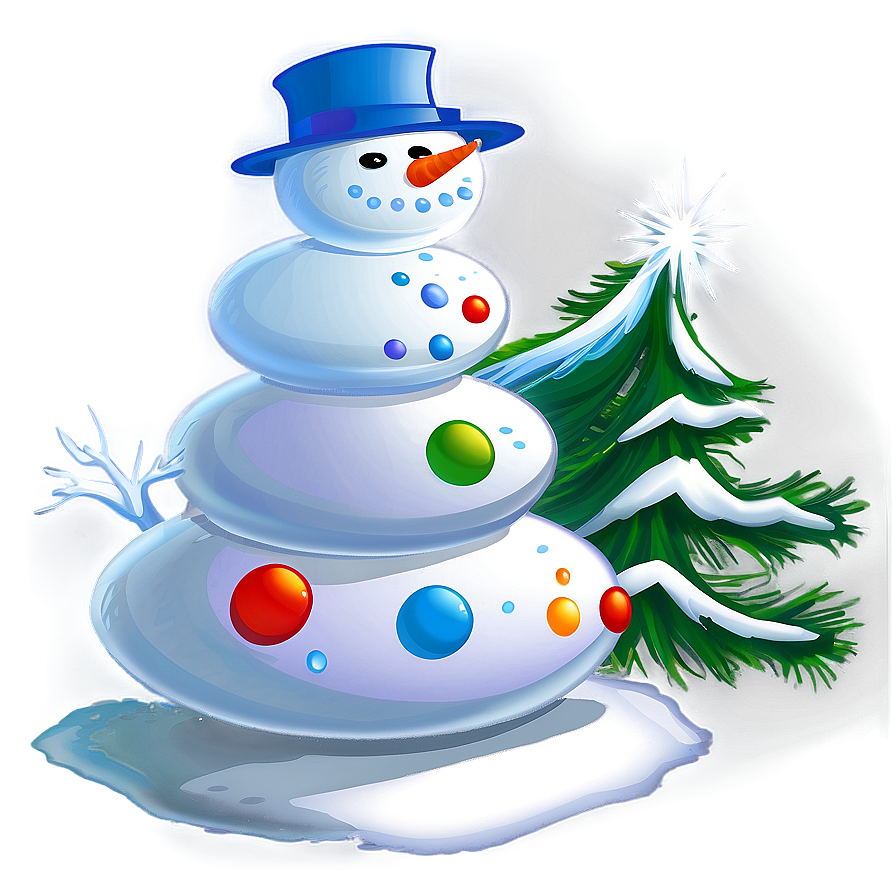 Snowman And Christmas Tree Png 18 PNG Image