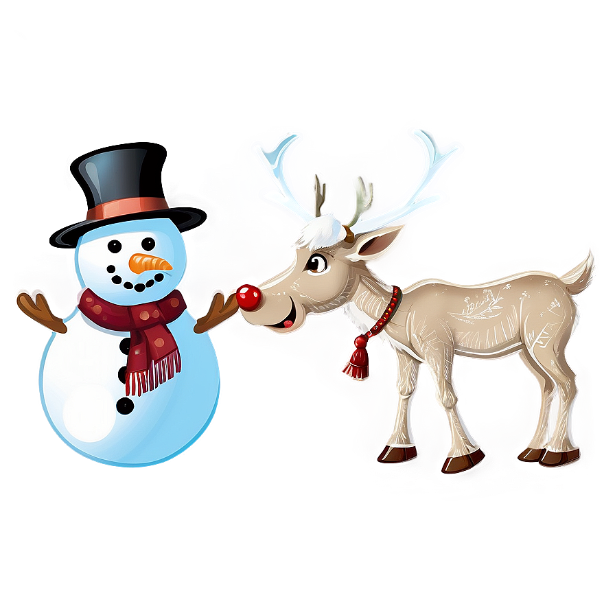 Snowman And Reindeer Friends Png 05032024 PNG Image