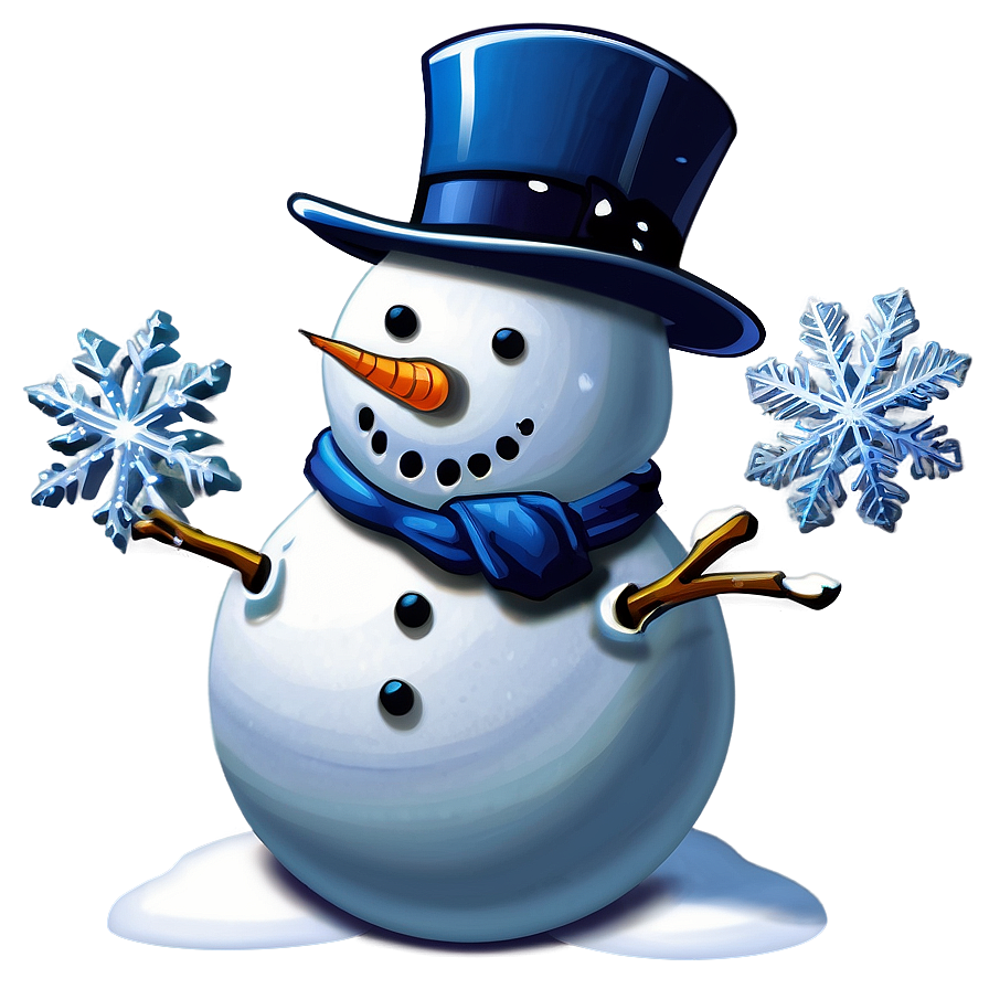 Snowman And Snowflakes Png Rmk76 PNG Image