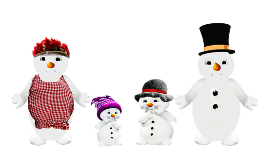 Snowman_ Family_ Portrait_ Black_ Background PNG Image