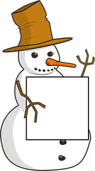 Snowman_ Holding_ Sign_ Illustration PNG Image