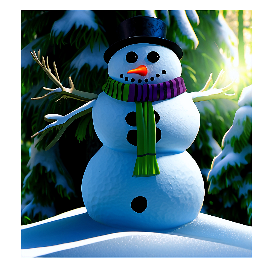 Snowman In Forest Setting Png Ins PNG Image