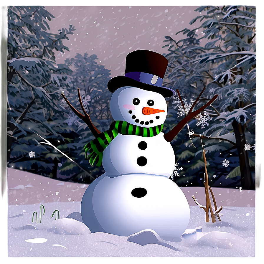 Snowman In Winter Landscape Png Lir87 PNG Image