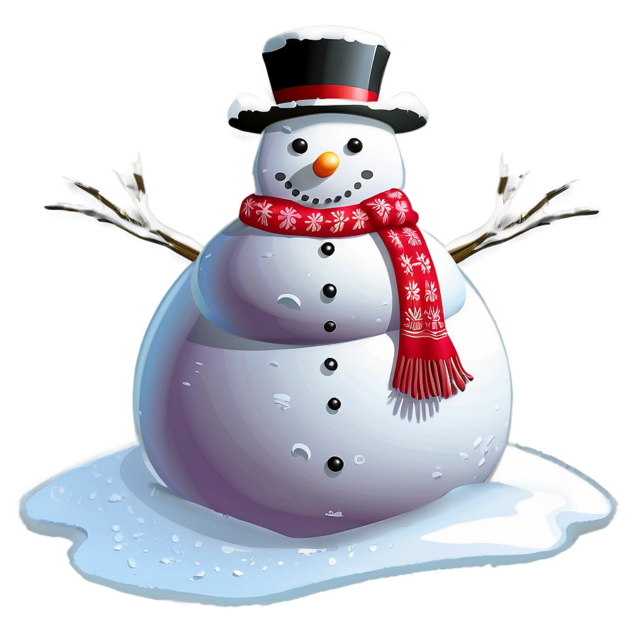 Snowman On Snowy Hill Png Loo14 PNG Image