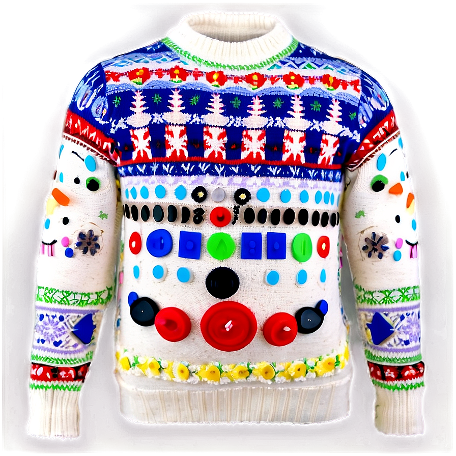 Snowman Ugly Christmas Sweater Png 06122024 PNG Image