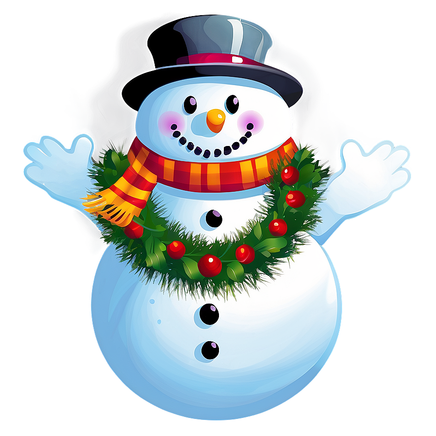 Snowman With Christmas Wreath Png 20 PNG Image