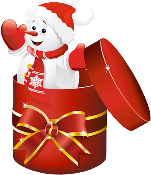 Snowmanin Gift Box Christmas Graphic PNG Image