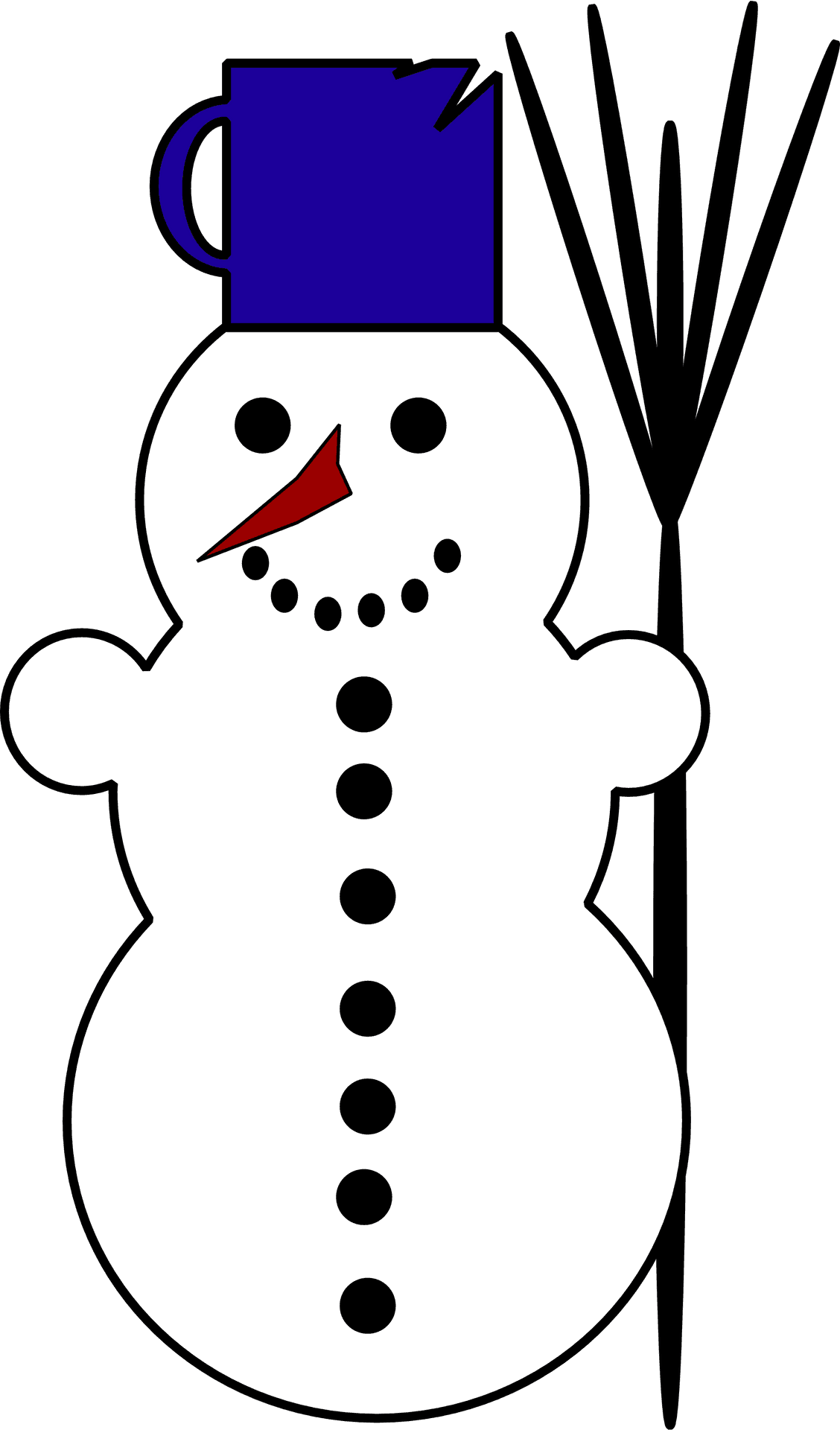 Snowmanwith Top Hatand Broom Clipart PNG Image