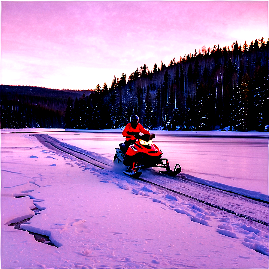 Snowmobile Crossing Frozen River Png 06252024 PNG Image