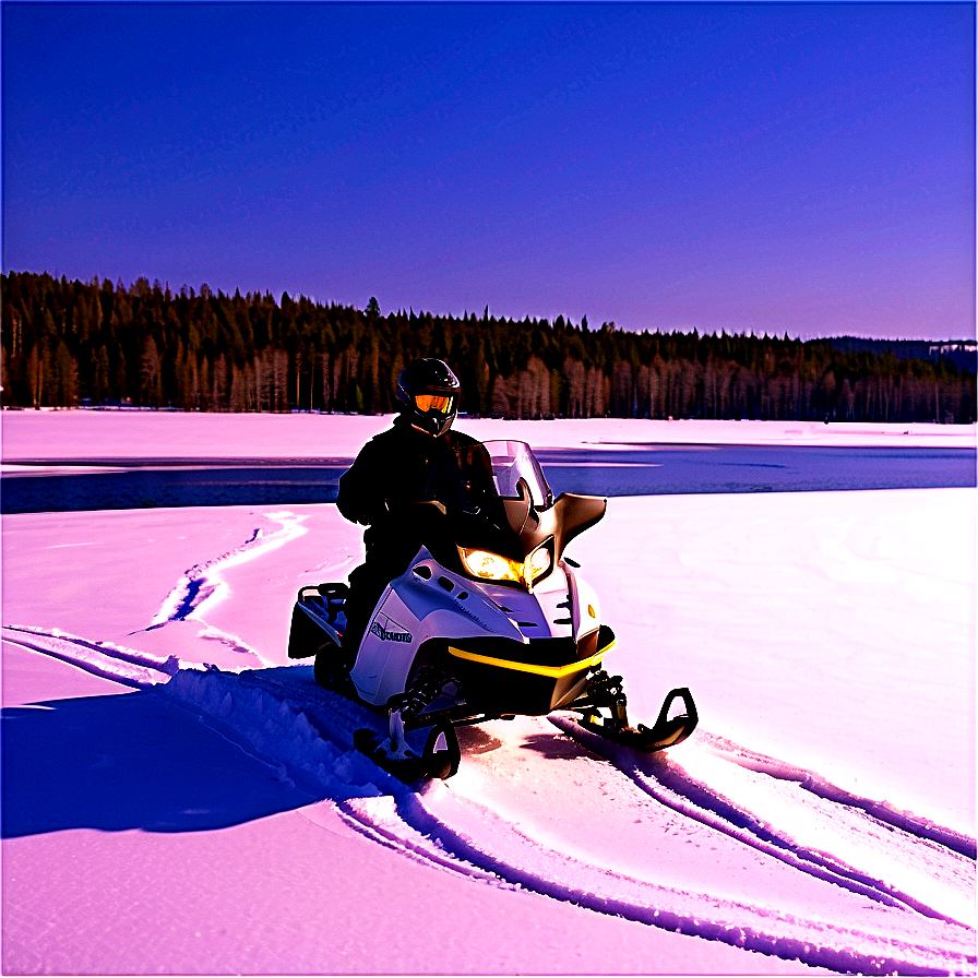 Snowmobile On Frozen Lake Png Gku PNG Image